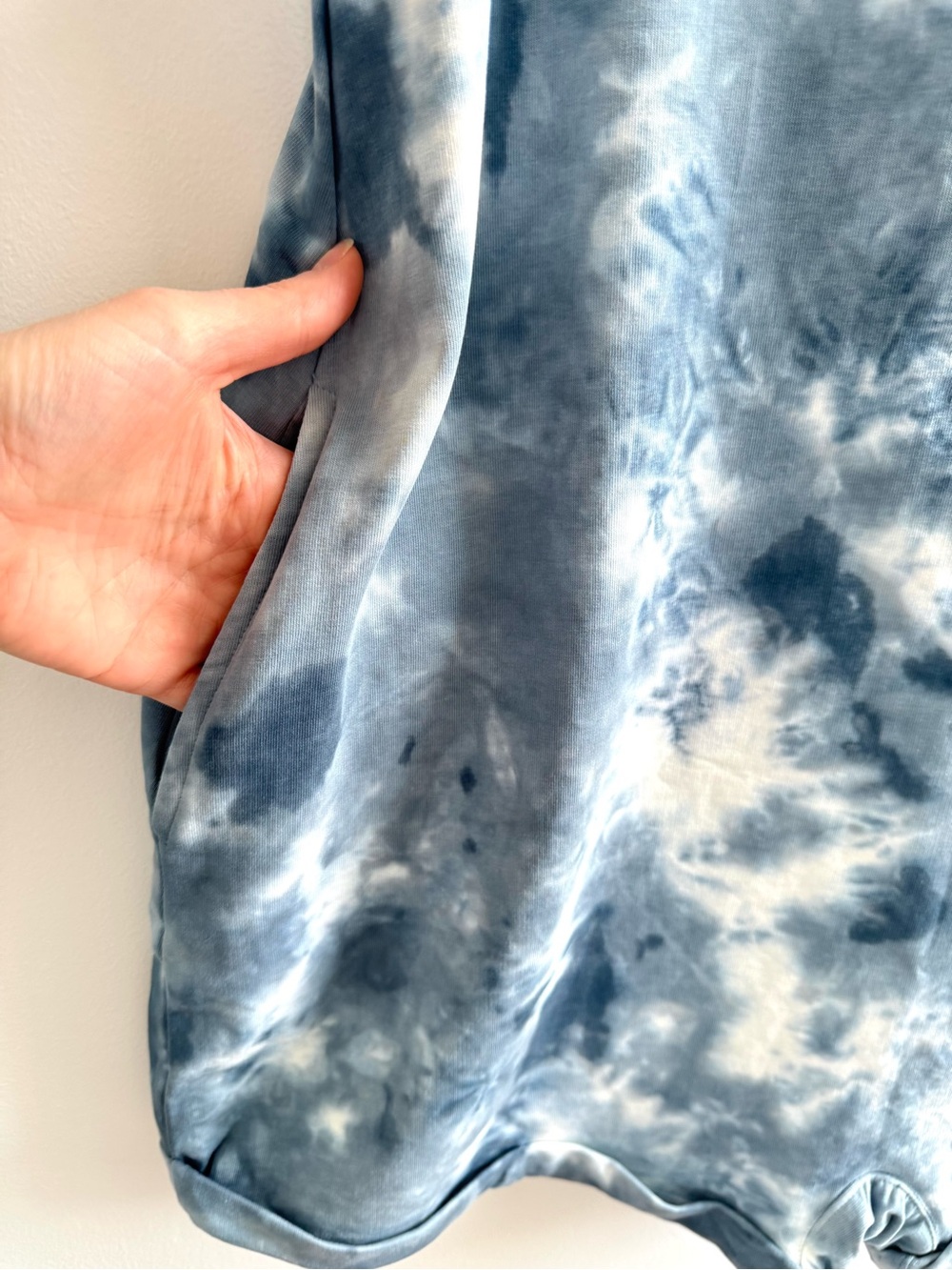 RAGS Adult Shorts Romper in Blue/White Tie Dye Snapless One Piece Women XS NWT - Picture 6 of 16